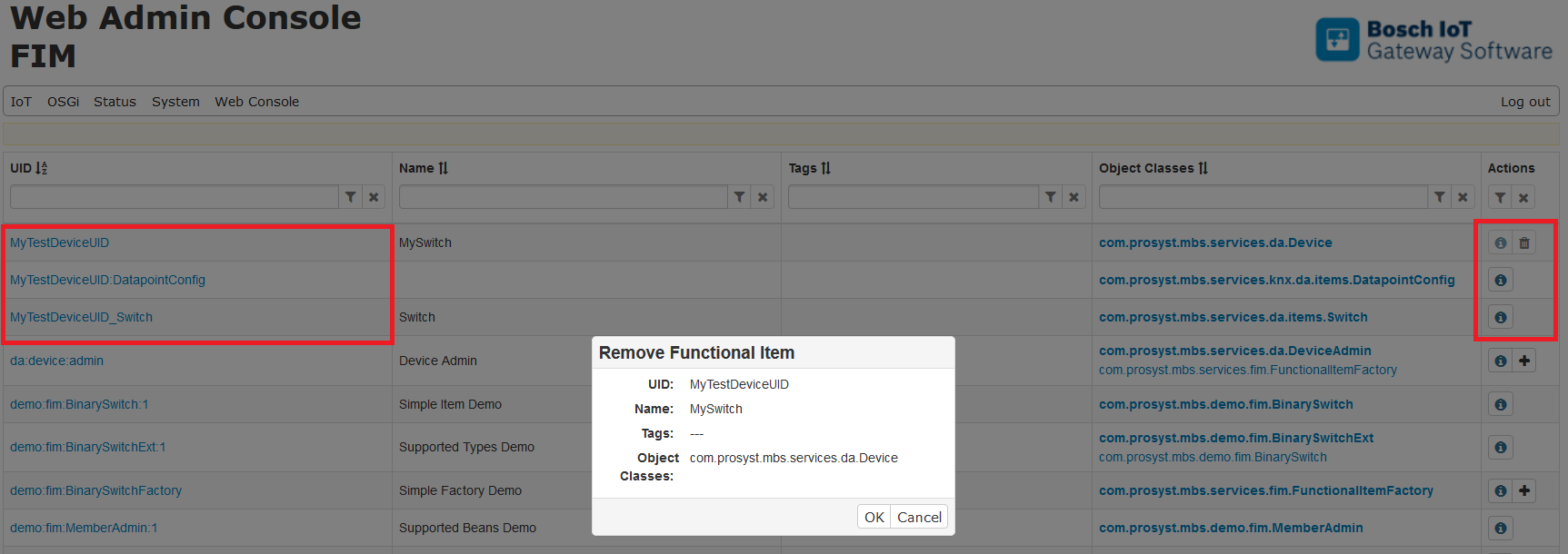 Remove Device Item KNX